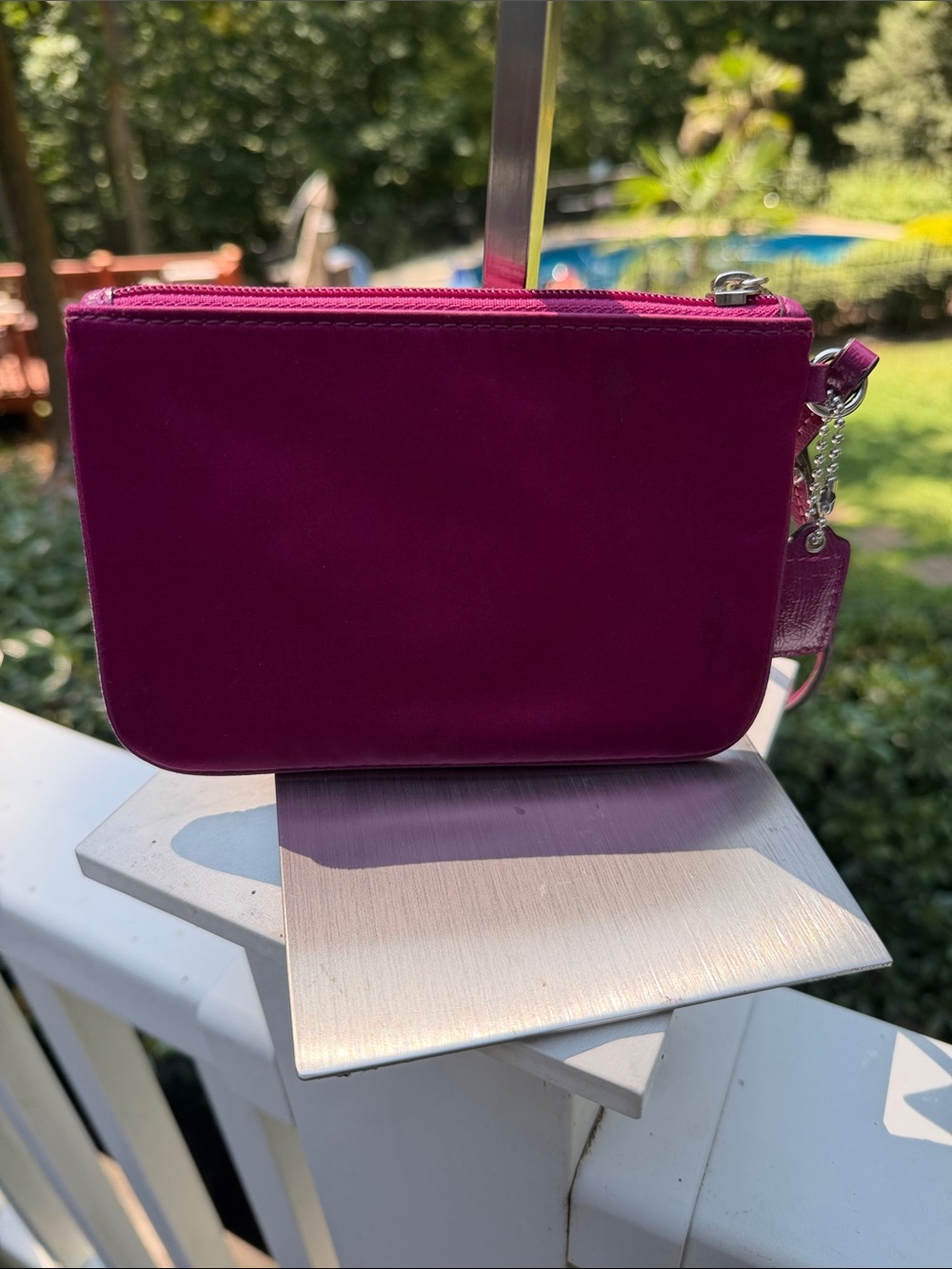 Coach Fuchsia Signature Zip Wristlet - Picture 11 of 16